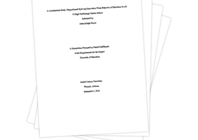 A Correlational Study: Dispositional Style and Innovative Work Behavior of Educators in a K-12 High Performing Charter School <br />By Dana Knight Reyes