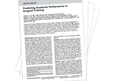 Predicting Academic Performance in Surgical Training
