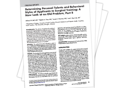 Determining Personal Talents and Behavioral Styles of Applicants to Surgical Training: A New Look at an Old Problem, Part II