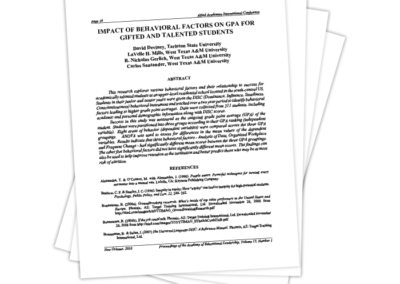 Impact of Behavioral Factors on GPA for Gifted and Talented Students