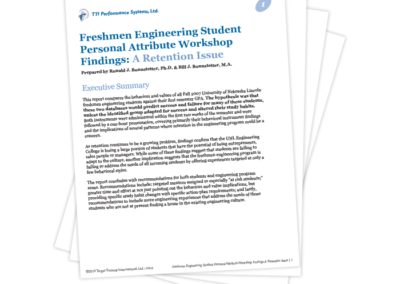 Freshmen Engineering Student Personal Attribute Workshop Findings: A Retention Issue