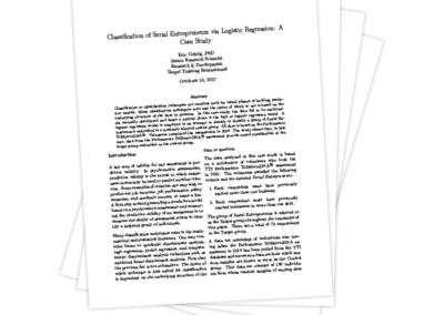 Classification of Serial Entrepreneurs via Logistic Regression: A Case Study