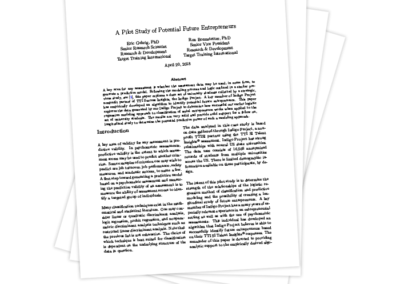 A Pilot Study of Potential Future Entrepreneurs