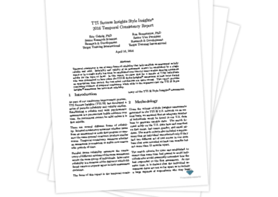 TTI Success Insights Style Insights&reg; 2016 Temporal Consistency Report