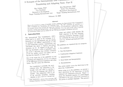 A Synopsis of the International Test Commission’s Guidelines for Translating and Adapting Tests: Part II