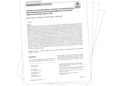 Learning to Be an Interdisciplinary Researcher: Incorporating Training About Dispositional and Epistemological Differences Into Graduate Student Environmental Science Teams