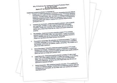 Why TTI Enforces Our Intellectual Property Protection Plans